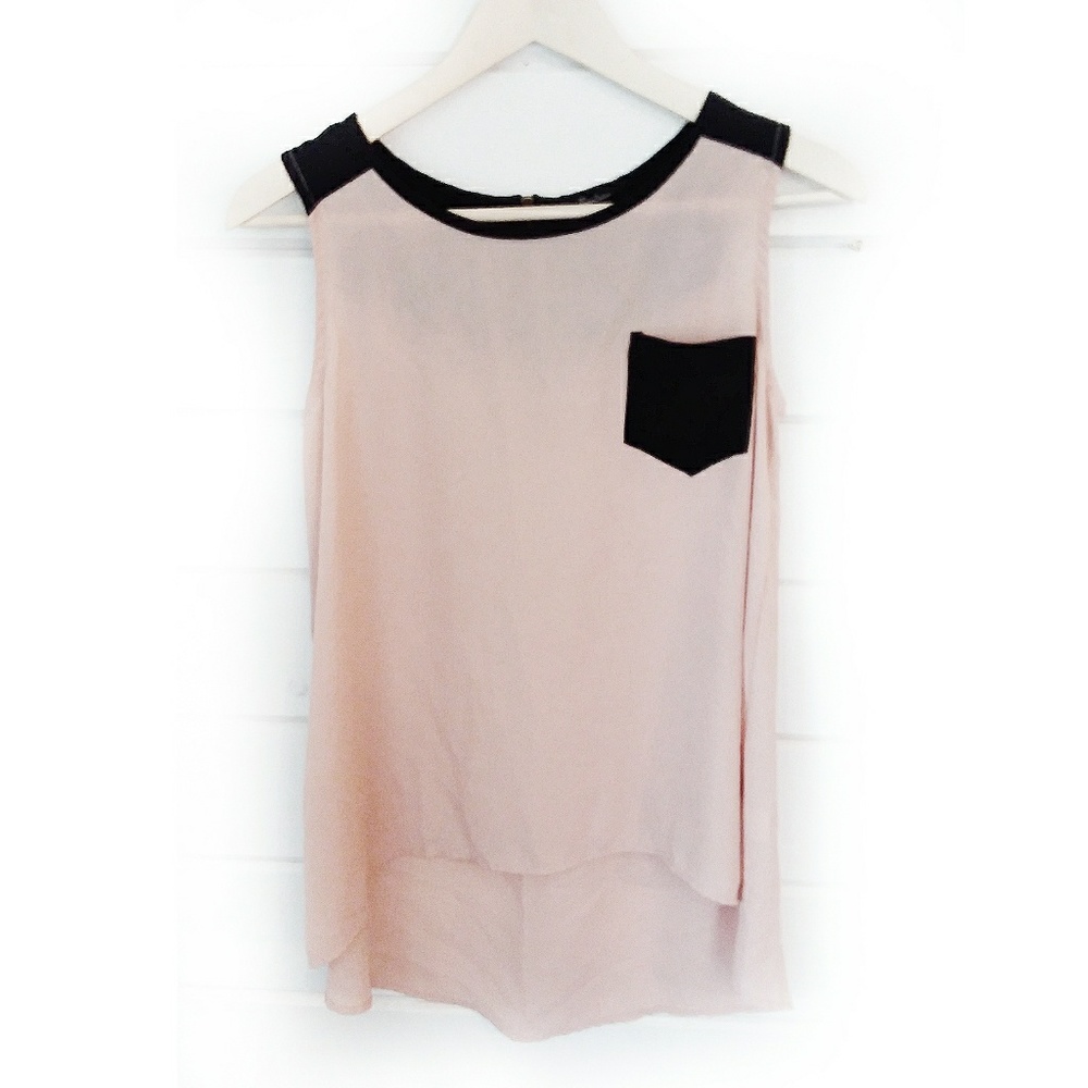 Cream and Black tank top Size Medium